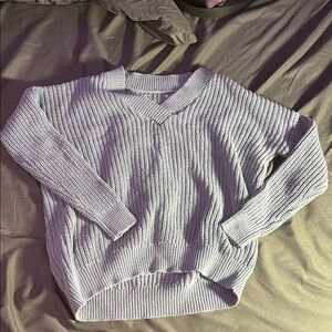 Women's Gray V-Neck Sweater